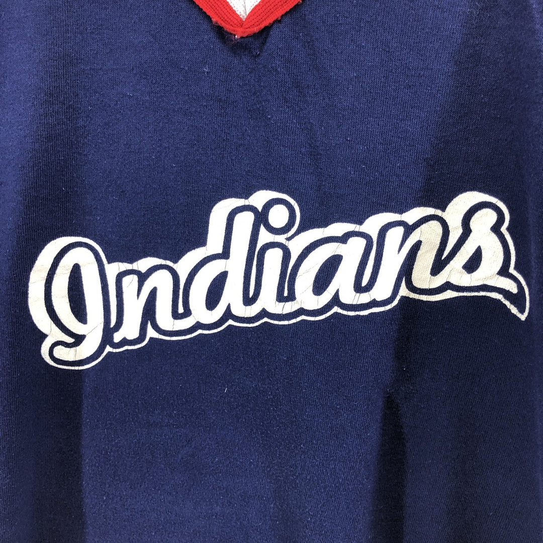 80'S Wilson MLB Cleveland Indians V-neck game shirt, made in USA, men's XL size, vintage unclear navy blue type Vintage Second Hand