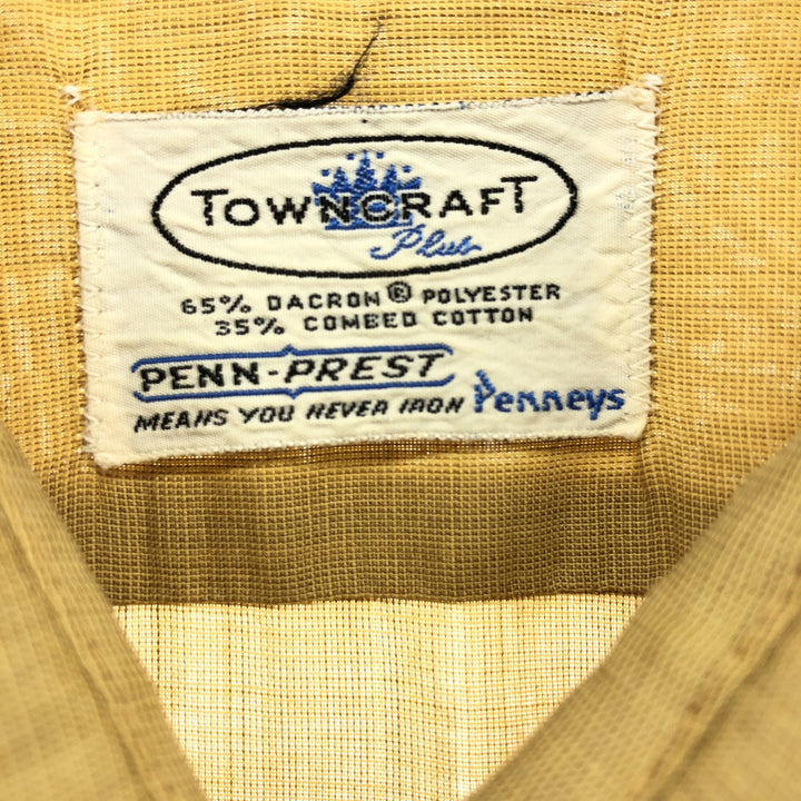 70'S Town Craft PENNEY'S Short Sleeve Polycotton Shirt Men's Size L Vintage polyester Camel type Vintage Second Hand