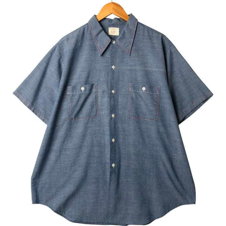 70'S Big Mac JCPenney short sleeve polycotton shirt, men's XL size, vintage polyester blue type Vintage Second Hand