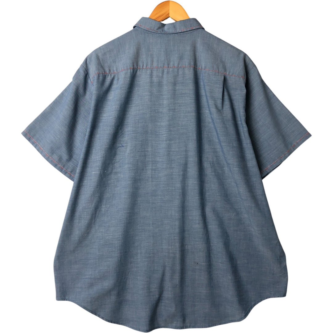 70'S Big Mac JCPenney short sleeve polycotton shirt, men's XL size, vintage polyester blue type Vintage Second Hand