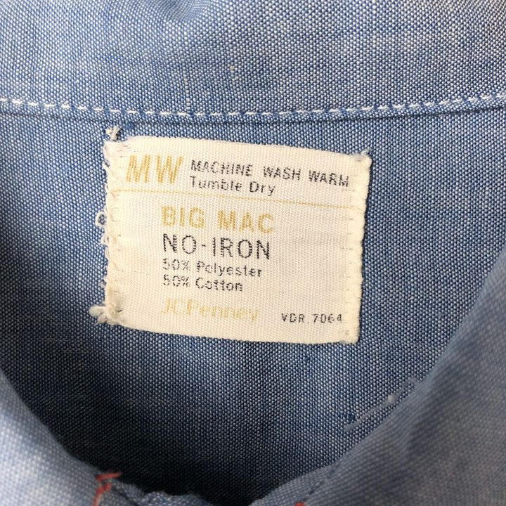 70'S Big Mac JCPenney short sleeve polycotton shirt, men's XL size, vintage polyester blue type Vintage Second Hand
