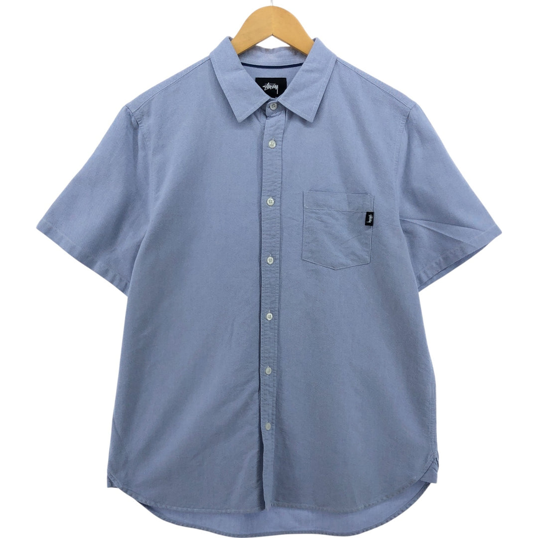STUSSY short sleeve cotton shirt, men's size M cotton navy blue type Vintage Second Hand