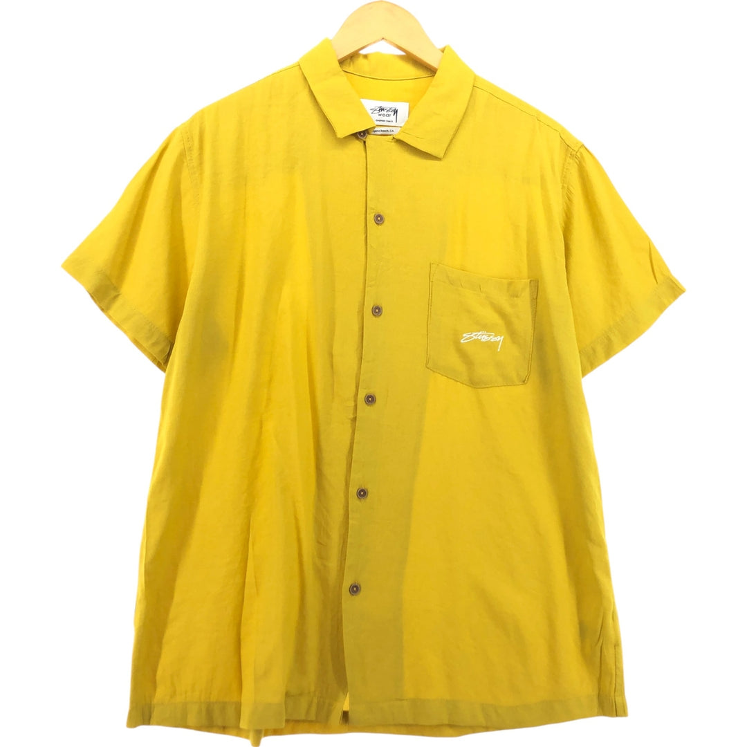 STUSSY short sleeve box shirt, men's size S cotton yellow type Vintage Second Hand