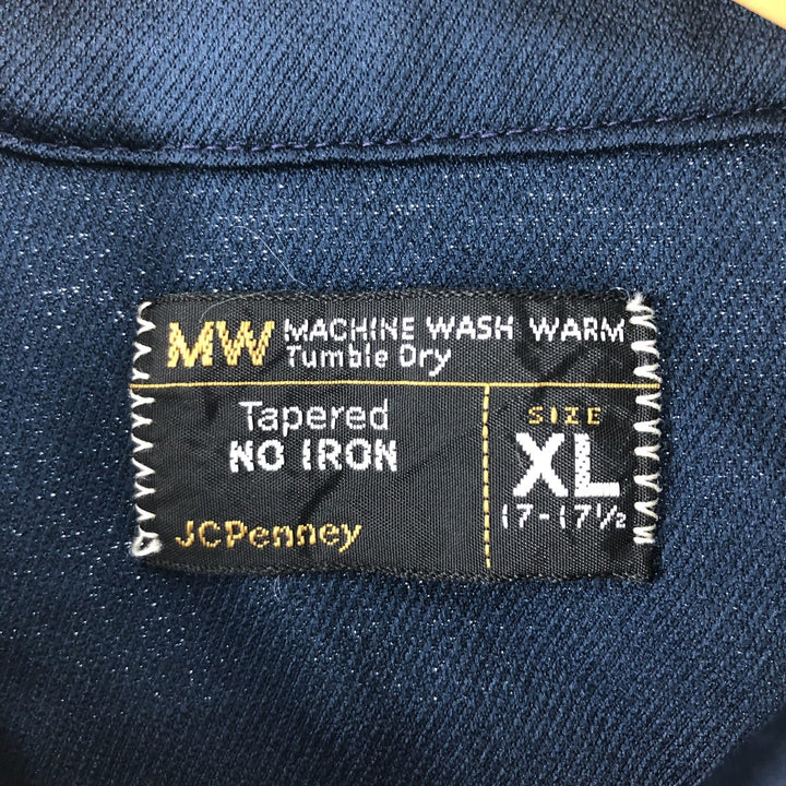 70'S JCPenney MOUNTAIN WEAR short sleeve box shirt, men's XL size, vintage unclear navy blue type Vintage Second Hand