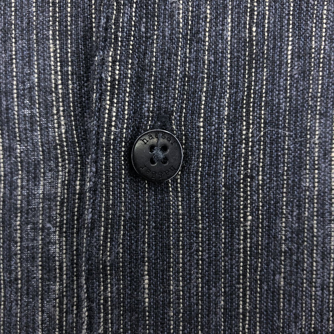 hagger open collar short sleeve linen x rayon shirt box shirt men's M size linen black type Vintage Second Hand