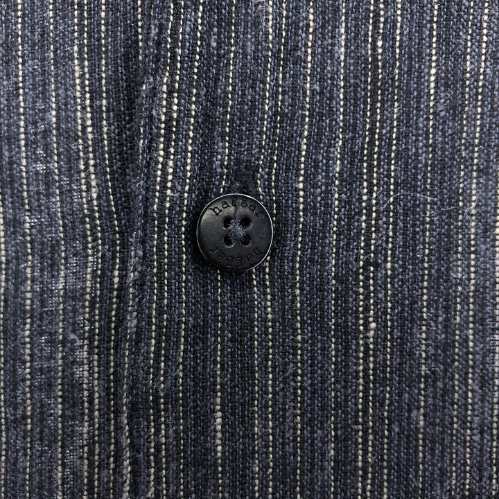hagger open collar short sleeve linen x rayon shirt box shirt men's M size linen black type Vintage Second Hand