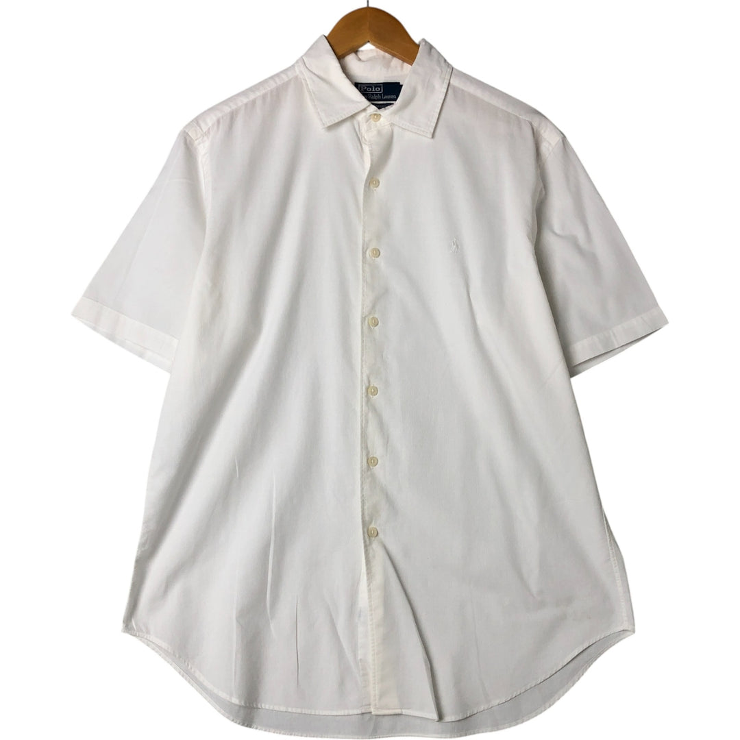 POLO by Ralph Lauren BRADFORD CLASSIC FIT wide collar short sleeve cotton shirt men's size L cotton white type Vintage Second Hand