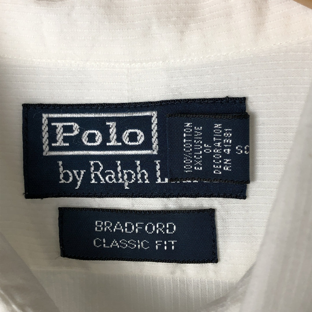 POLO by Ralph Lauren BRADFORD CLASSIC FIT wide collar short sleeve cotton shirt men's size L cotton white type Vintage Second Hand