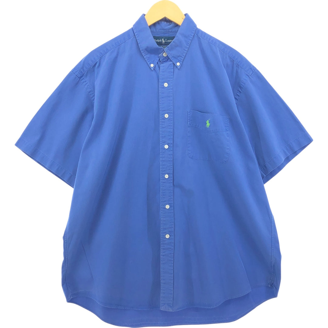 Ralph Lauren BLAKE short sleeve button down shirt, men's XL size cotton blue type Vintage Second Hand