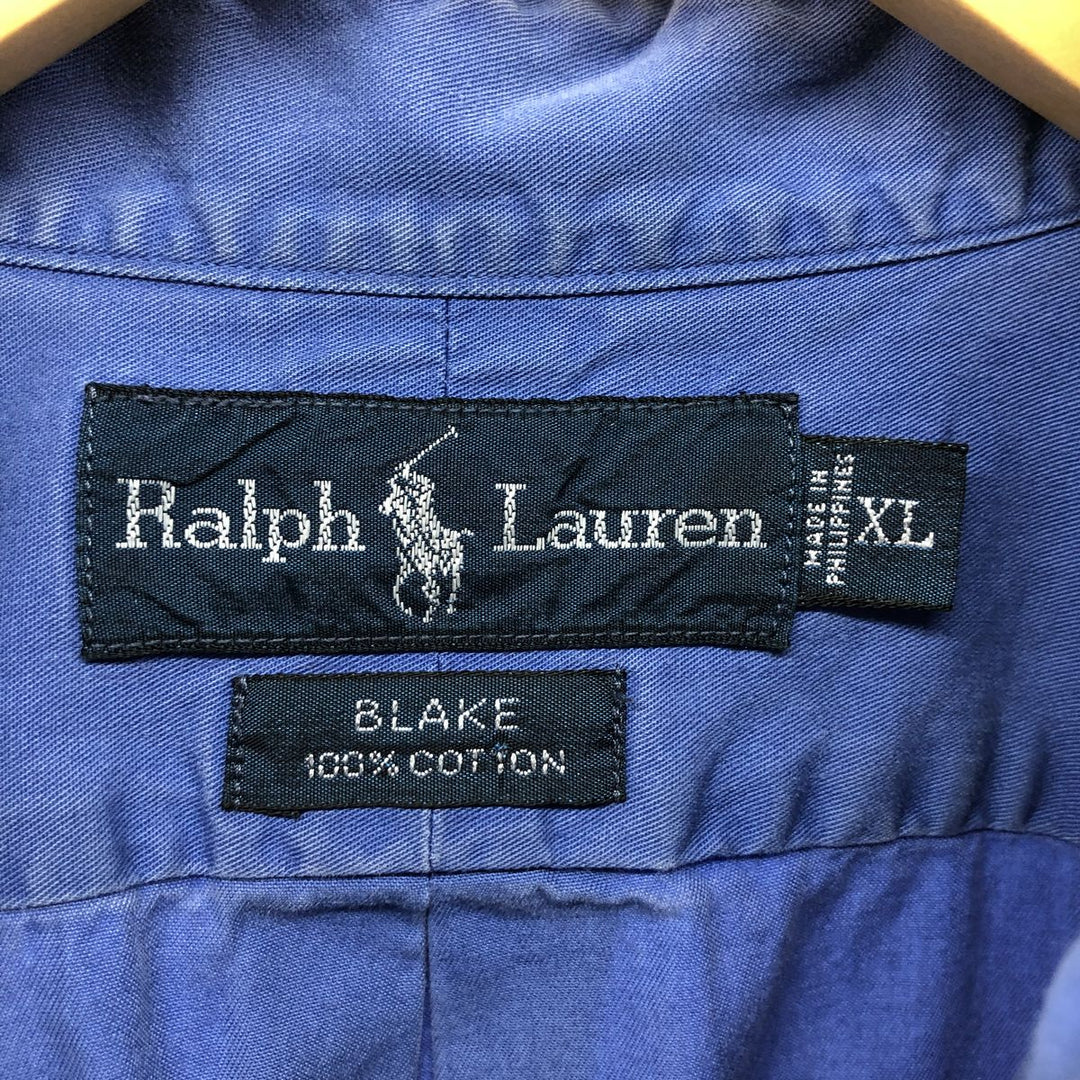 Ralph Lauren BLAKE short sleeve button down shirt, men's XL size cotton blue type Vintage Second Hand