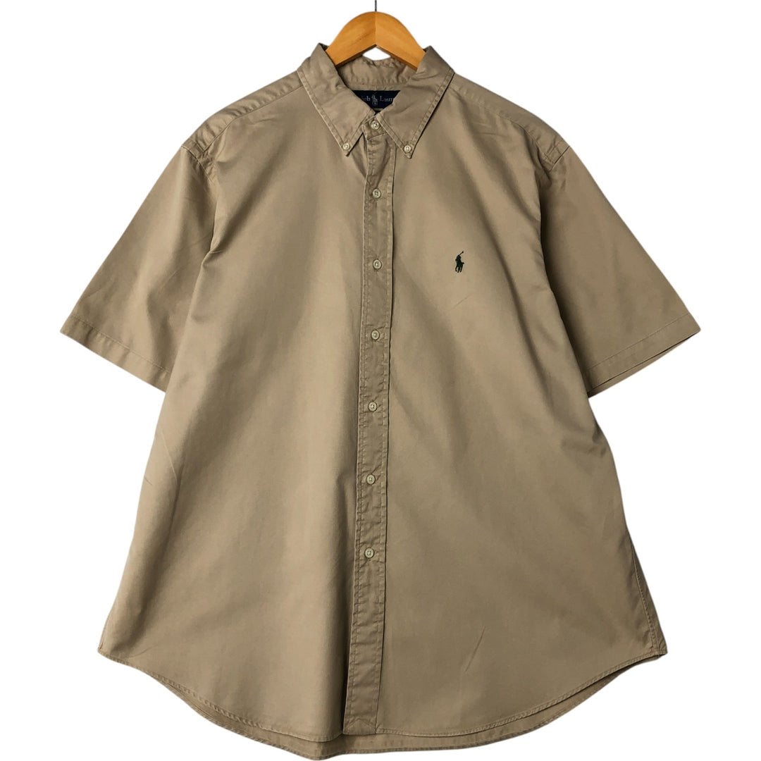 Ralph Lauren Classic Fit short sleeve button down shirt, men's size XL cotton Beige type Vintage Second Hand