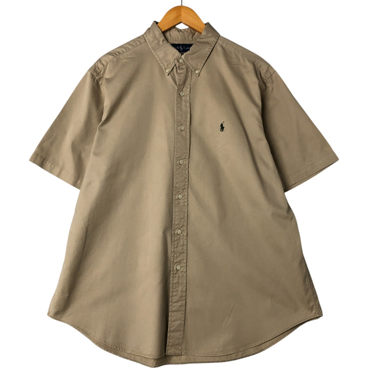 Ralph Lauren Classic Fit short sleeve button down shirt, men's size XL cotton Beige type Vintage Second Hand