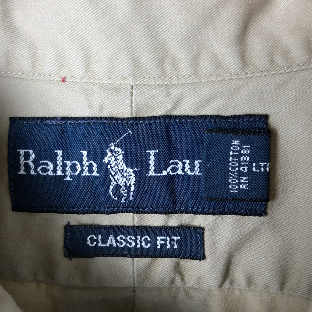 Ralph Lauren Classic Fit short sleeve button down shirt, men's size XL cotton Beige type Vintage Second Hand