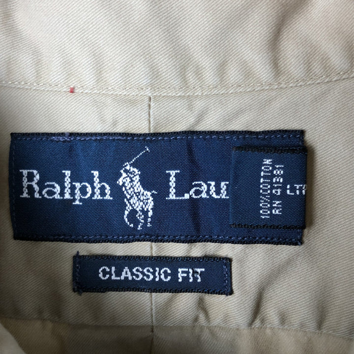 Ralph Lauren Classic Fit short sleeve button down shirt, men's size XL cotton Beige type Vintage Second Hand