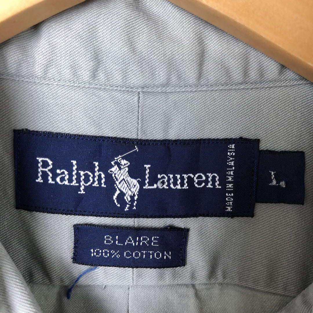 Ralph Lauren BLAIRE short sleeve button down shirt, men's size L cotton green type Vintage Second Hand