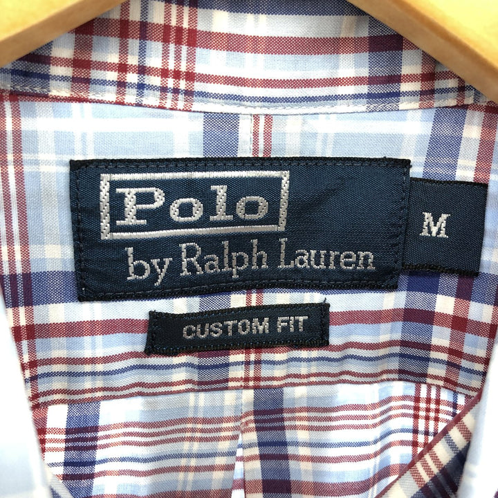 Ralph Lauren CUSTOM FIT short sleeve button down check shirt men's M size cotton Blue type light blue Vintage Second Hand