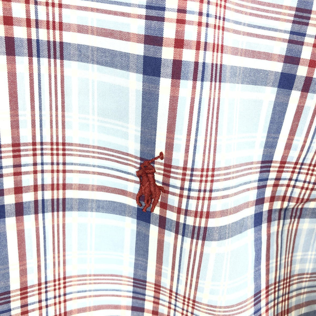 Ralph Lauren CUSTOM FIT short sleeve button down check shirt men's M size cotton Blue type light blue Vintage Second Hand