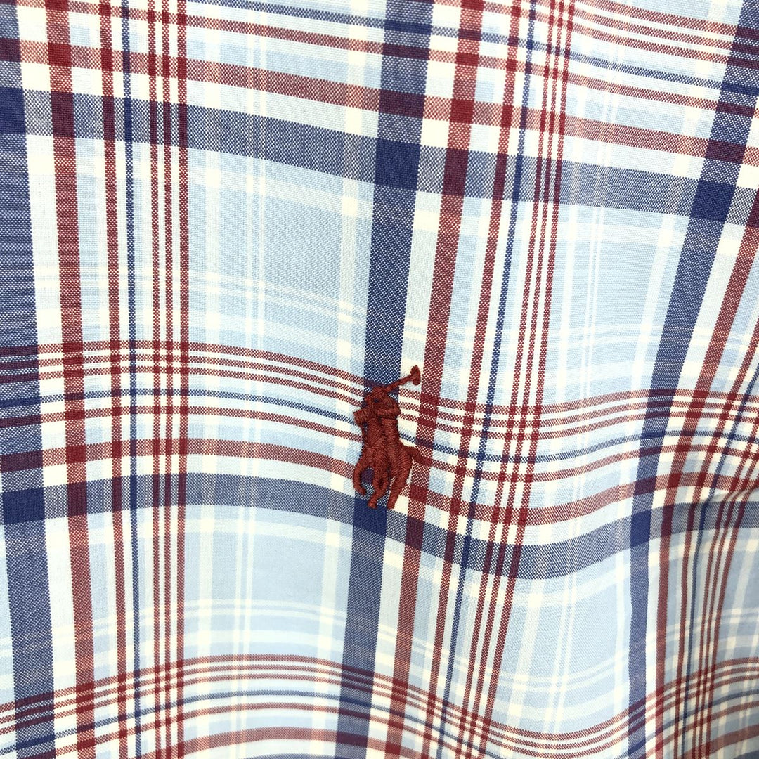 Ralph Lauren CUSTOM FIT short sleeve button down check shirt men's M size cotton Blue type light blue Vintage Second Hand