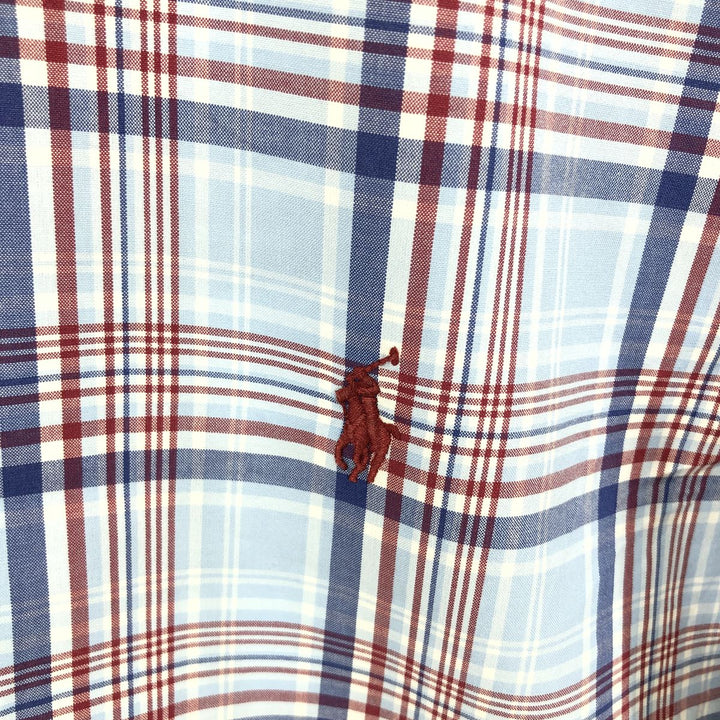 Ralph Lauren CUSTOM FIT short sleeve button down check shirt men's M size cotton Blue type light blue Vintage Second Hand