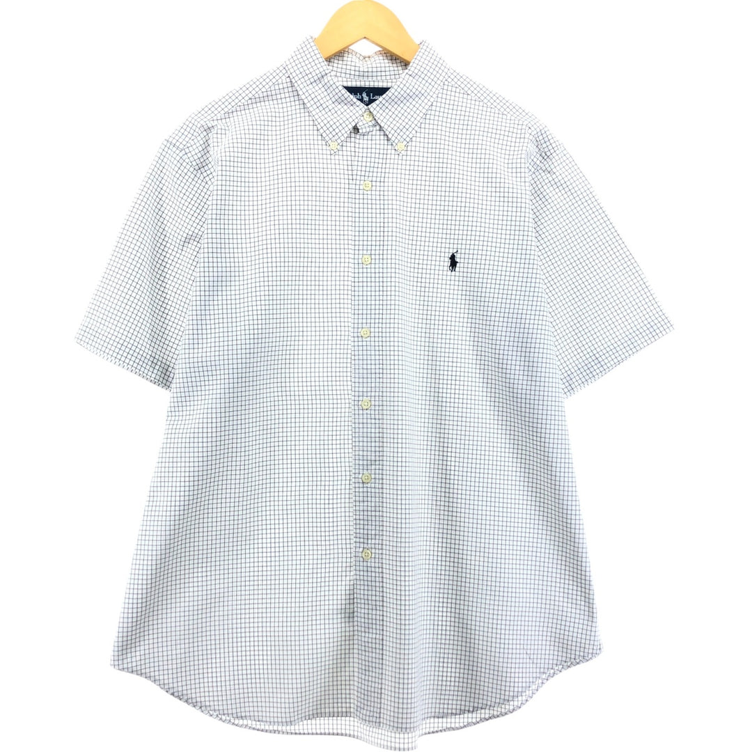 Ralph Lauren Classic Fit Short Sleeve Button Down Check Shirt Men's XL cotton white type Vintage Second Hand