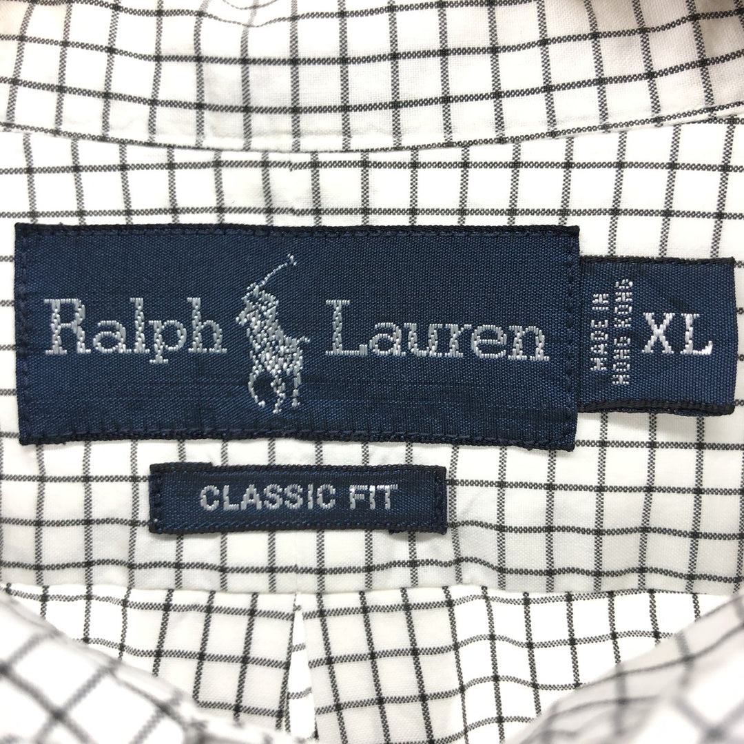 Ralph Lauren Classic Fit Short Sleeve Button Down Check Shirt Men's XL cotton white type Vintage Second Hand