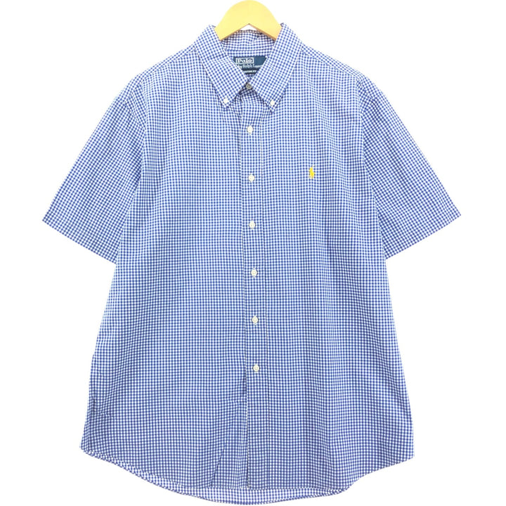 Ralph Lauren CUSTOM FIT short sleeve button down check shirt men's XXL cotton blue type Vintage Second Hand