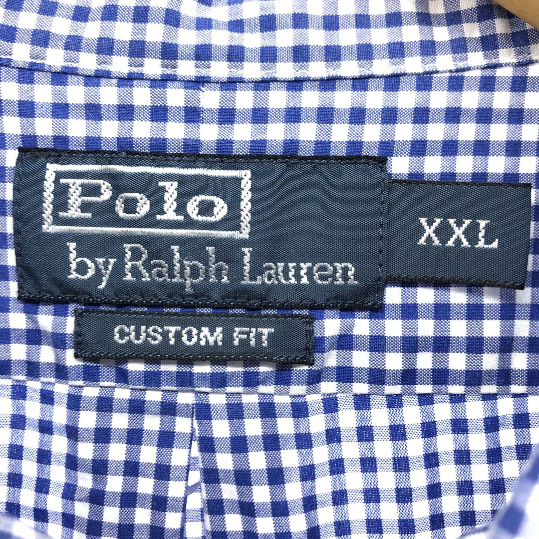 Ralph Lauren CUSTOM FIT short sleeve button down check shirt men's XXL cotton blue type Vintage Second Hand