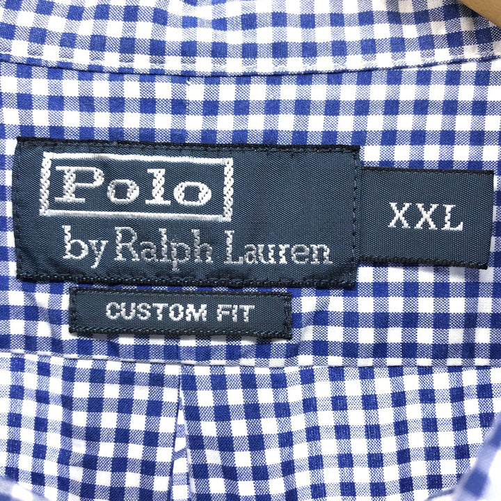 Ralph Lauren CUSTOM FIT short sleeve button down check shirt men's XXL cotton blue type Vintage Second Hand