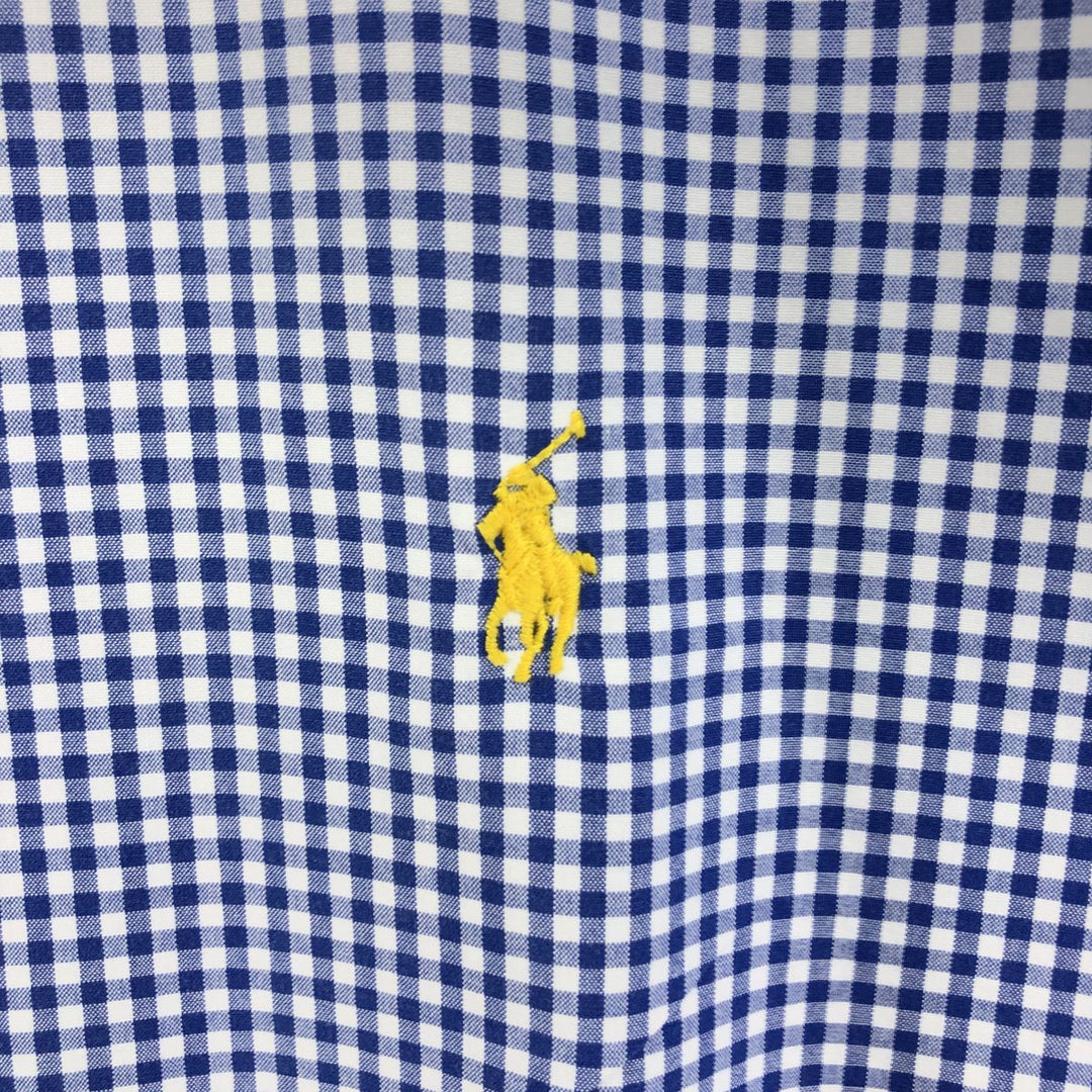 Ralph Lauren CUSTOM FIT short sleeve button down check shirt men's XXL cotton blue type Vintage Second Hand