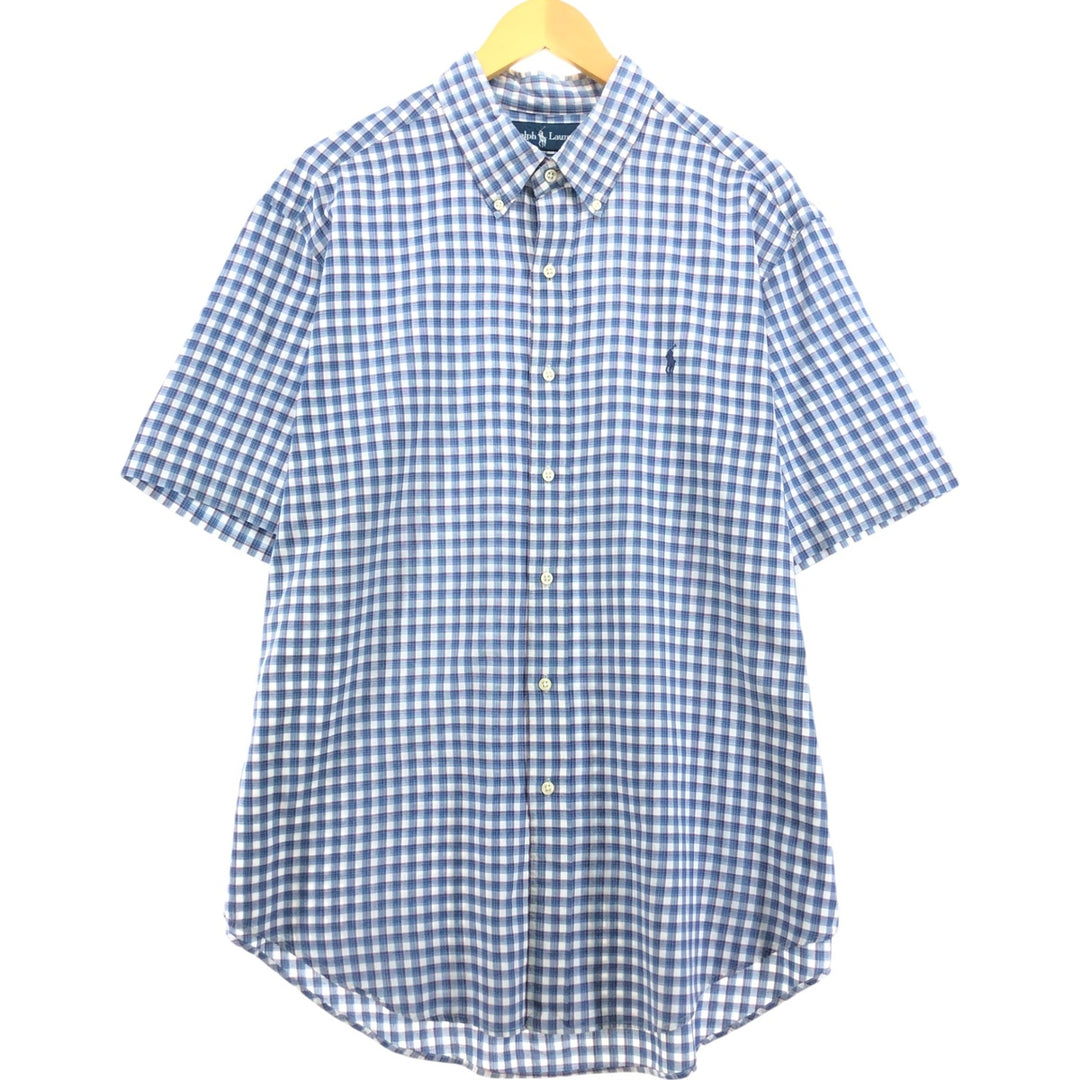 Ralph Lauren Classic Fit Short Sleeve Button Down Check Shirt Men's XL cotton blue type Vintage Second Hand
