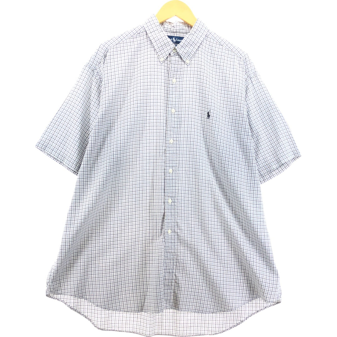 Ralph Lauren BLAKE short sleeve button down check shirt men's XL size cotton gray type Vintage Second Hand