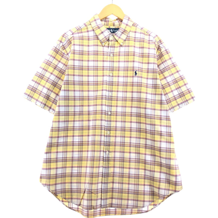 Ralph Lauren Classic Fit Short Sleeve Button Down Check Shirt Men's XL cotton yellow type Vintage Second Hand