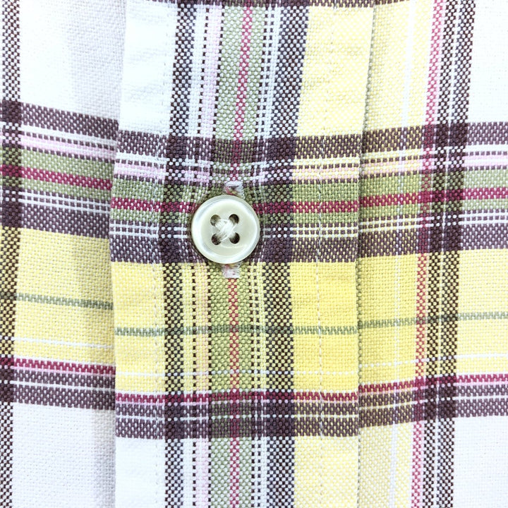 Ralph Lauren Classic Fit Short Sleeve Button Down Check Shirt Men's XL cotton yellow type Vintage Second Hand