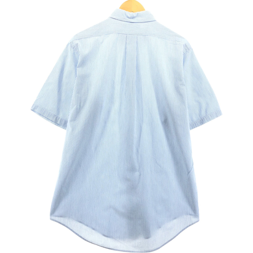 Ralph Lauren POLO by Ralph Lauren CUSTOM FIT short sleeve button down striped shirt men's L size cotton Blue type light blue Vintage Second Hand