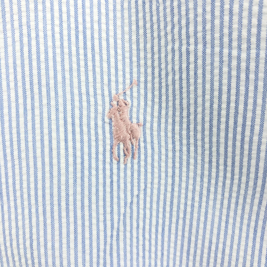 Ralph Lauren POLO by Ralph Lauren CUSTOM FIT short sleeve button down striped shirt men's L size cotton Blue type light blue Vintage Second Hand
