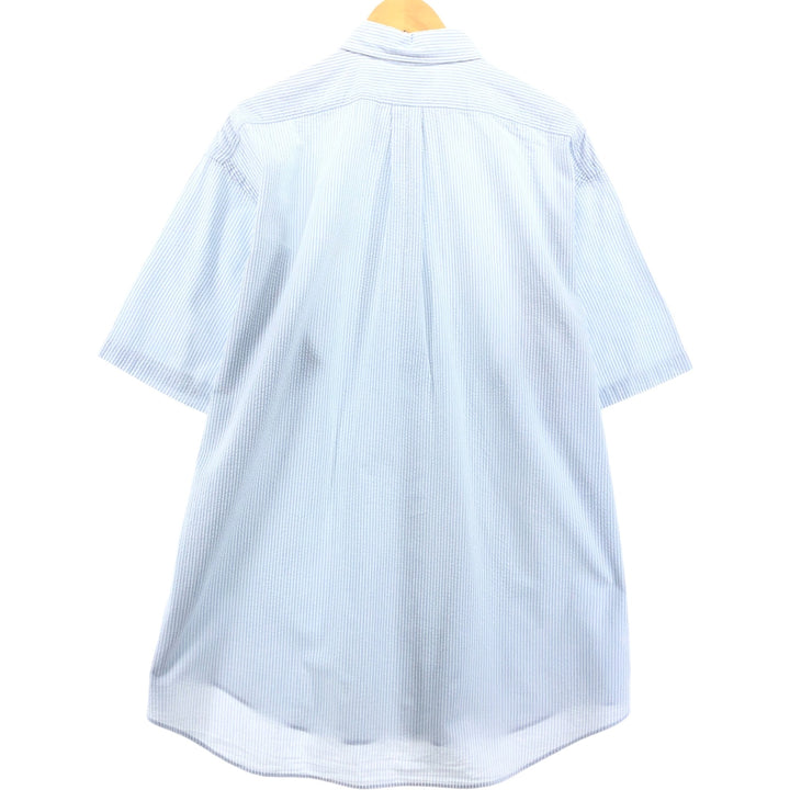 Ralph Lauren BLAKE Seersucker Short Sleeve Button-Down Striped Shirt Men's XL Seersucker cotton Blue type light blue Vintage Second Hand