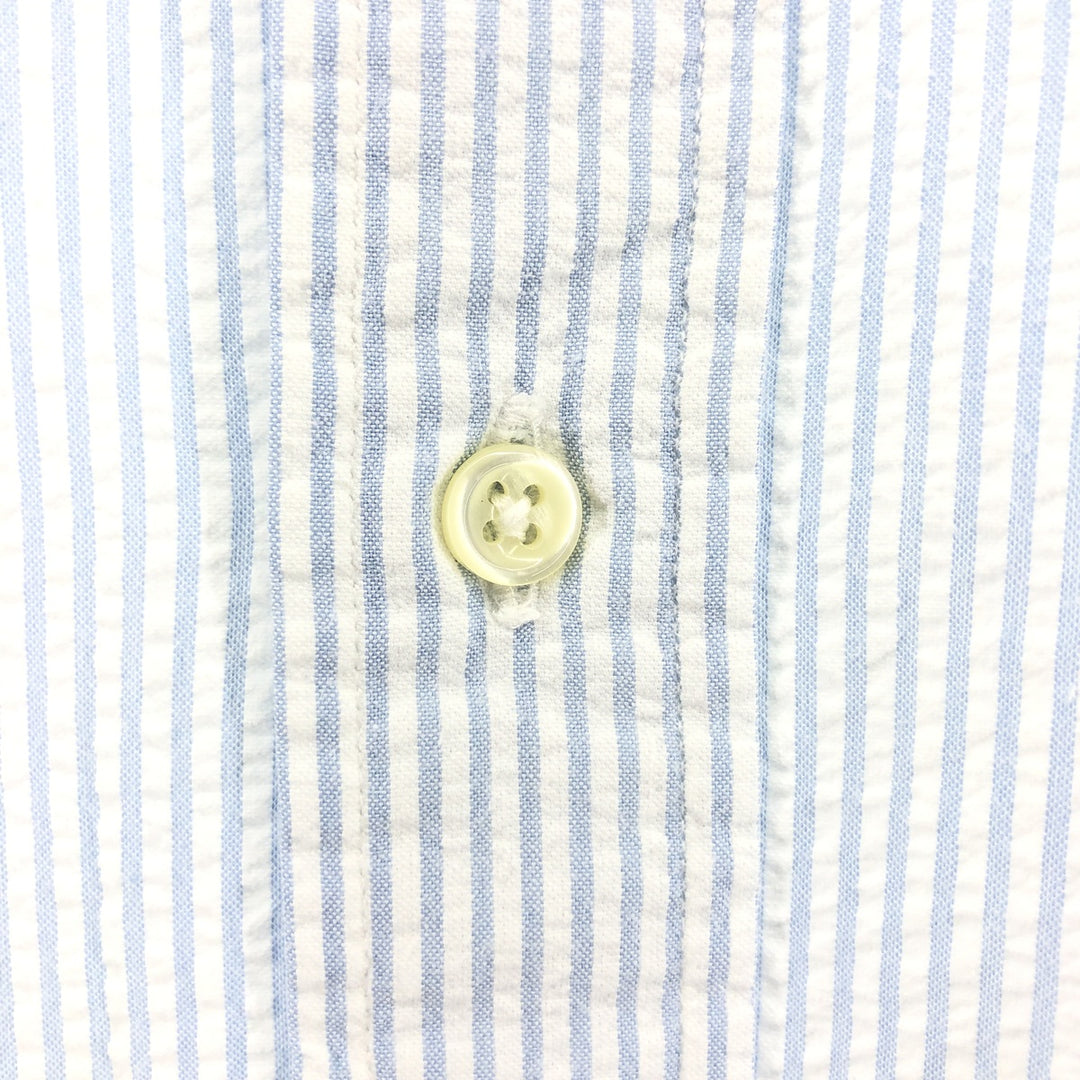 Ralph Lauren BLAKE Seersucker Short Sleeve Button-Down Striped Shirt Men's XL Seersucker cotton Blue type light blue Vintage Second Hand