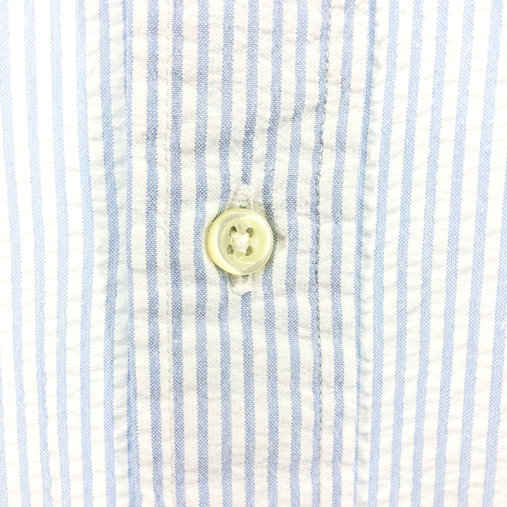 Ralph Lauren BLAKE Seersucker Short Sleeve Button-Down Striped Shirt Men's XL Seersucker cotton Blue type light blue Vintage Second Hand