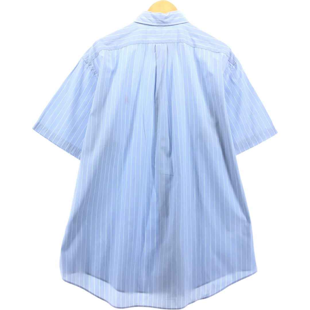 Ralph Lauren Classic Fit Short Sleeve Button Down Striped Shirt Men's XL Size Short Sleeve cotton Blue type light blue Vintage Second Hand
