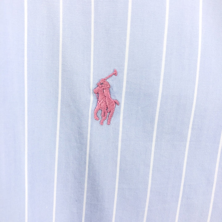 Ralph Lauren Classic Fit Short Sleeve Button Down Striped Shirt Men's XL Size Short Sleeve cotton Blue type light blue Vintage Second Hand