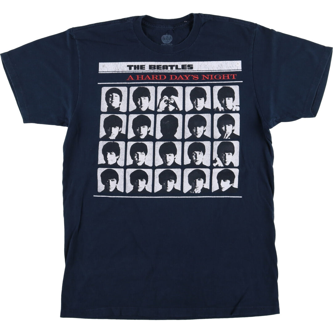 THE BEATLES Band T-shirt, Men's M size cotton navy blue type Vintage Second Hand