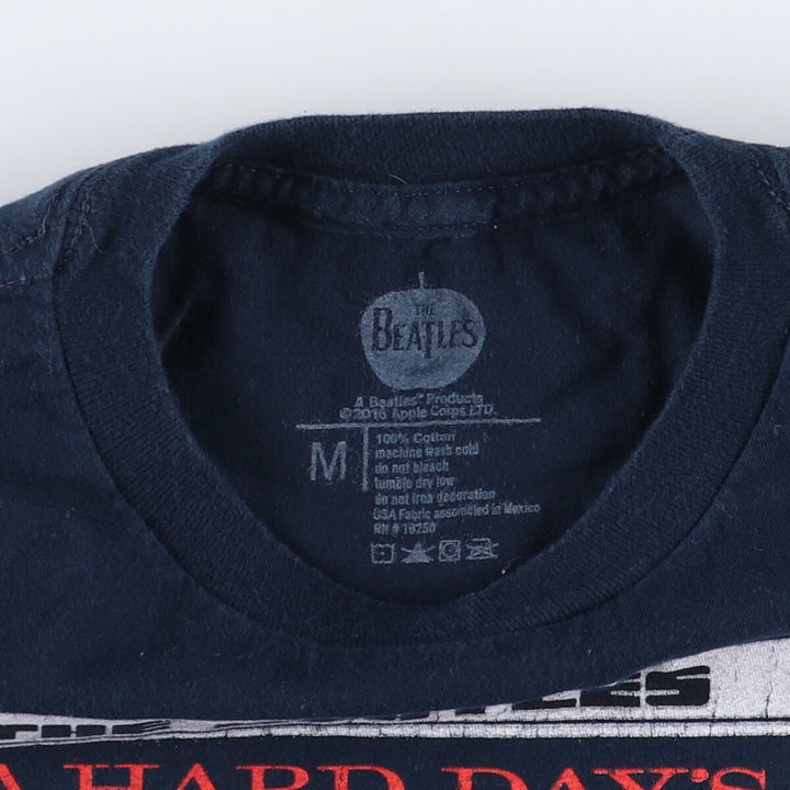 THE BEATLES Band T-shirt, Men's M size cotton navy blue type Vintage Second Hand