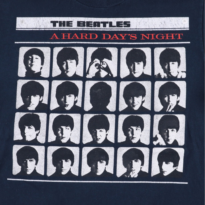 THE BEATLES Band T-shirt, Men's M size cotton navy blue type Vintage Second Hand