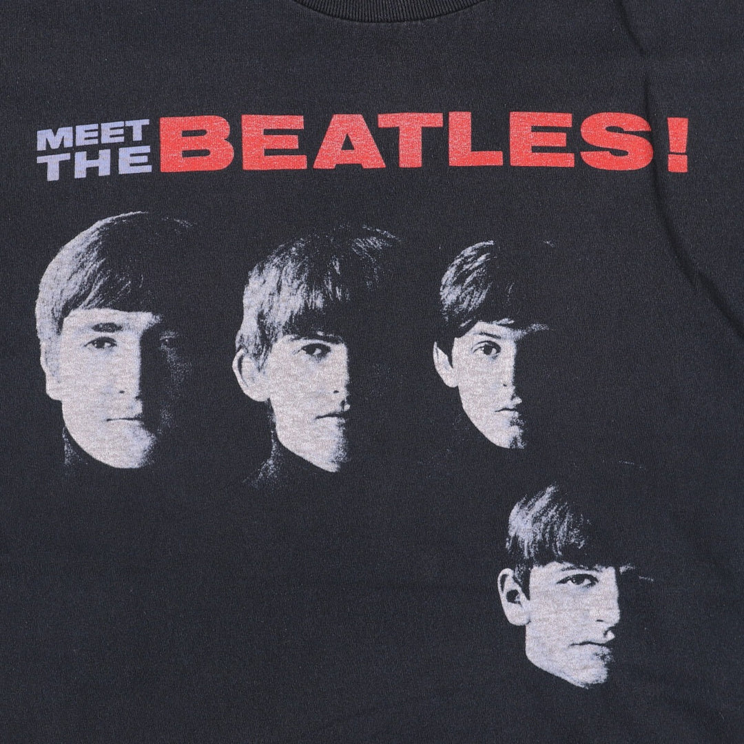 THE BEATLES Band T-shirt, Men's M size cotton black type Vintage Second Hand