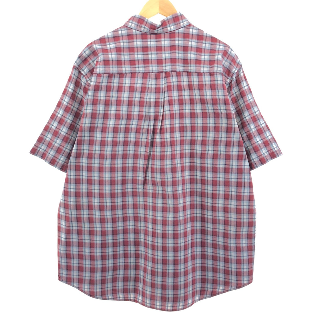 Carhartt Check Pattern Button-down Short Sleeve Work Shirt, Men's XL cotton red type Vintage Second Hand
