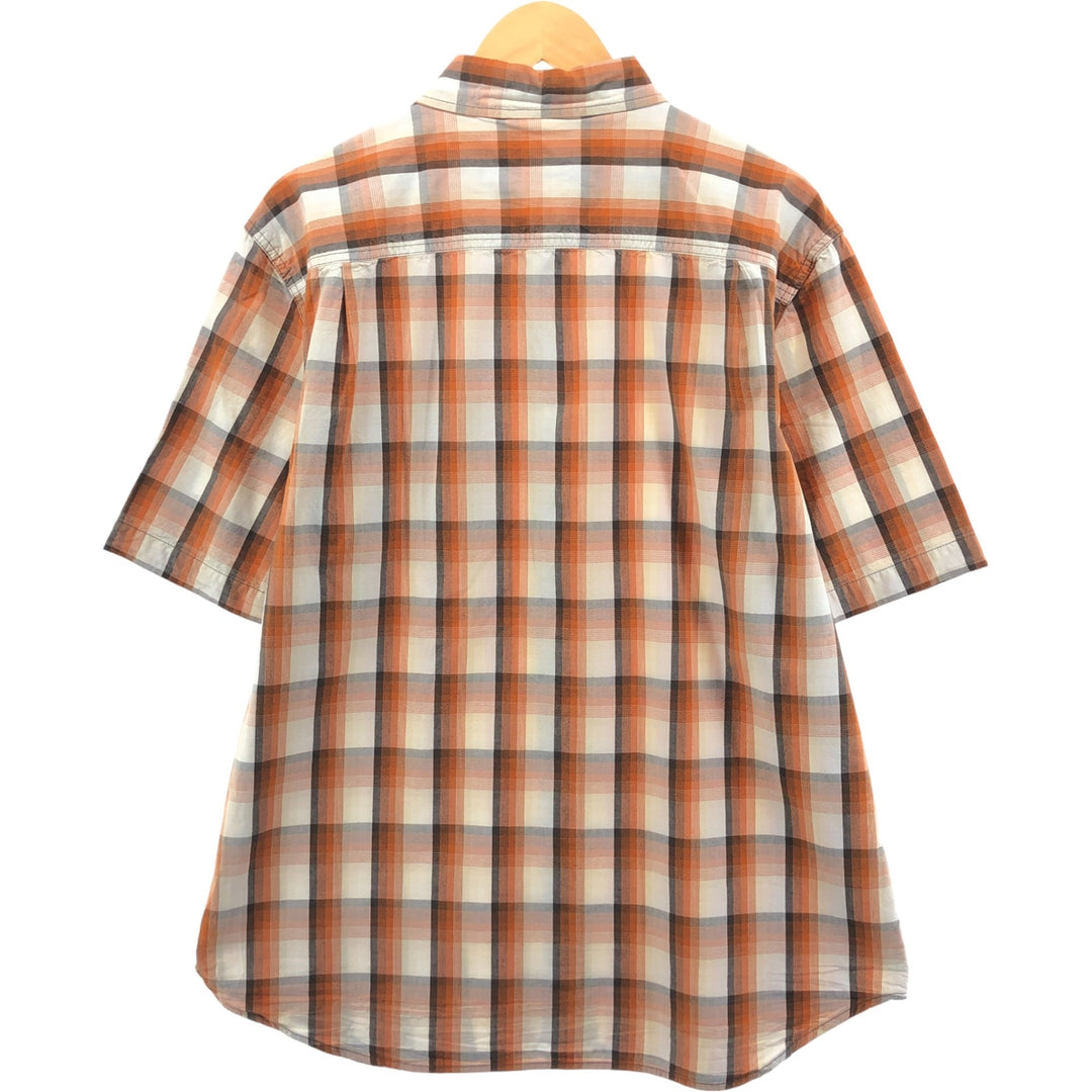 Carhartt RELAXED FIT Check Pattern Button-down Short Sleeve Work Shirt, Men's XL cotton orange type Vintage Second Hand