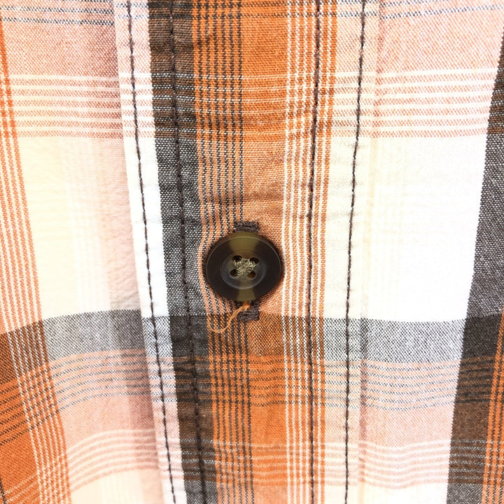 Carhartt RELAXED FIT Check Pattern Button-down Short Sleeve Work Shirt, Men's XL cotton orange type Vintage Second Hand