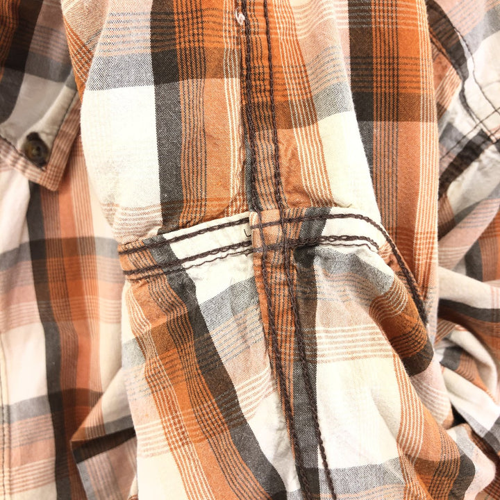 Carhartt RELAXED FIT Check Pattern Button-down Short Sleeve Work Shirt, Men's XL cotton orange type Vintage Second Hand