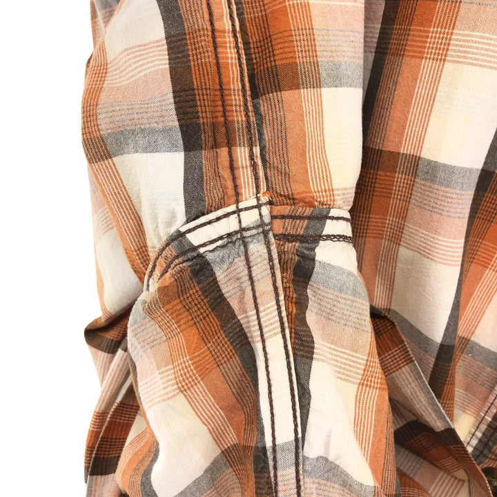 Carhartt RELAXED FIT Check Pattern Button-down Short Sleeve Work Shirt, Men's XL cotton orange type Vintage Second Hand