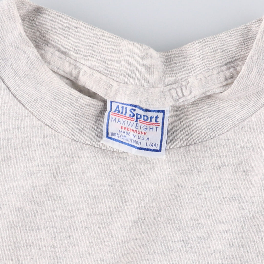 ALL SPORT Printed T-shirt Made in USA Men's L size cotton gray type Vintage Second Hand